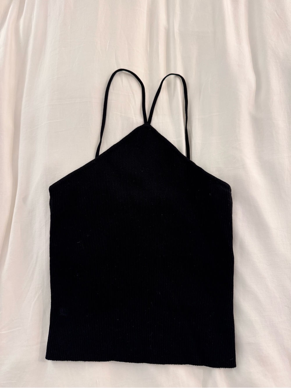 Zara Black Slim Strap Ribbed Cami Top
